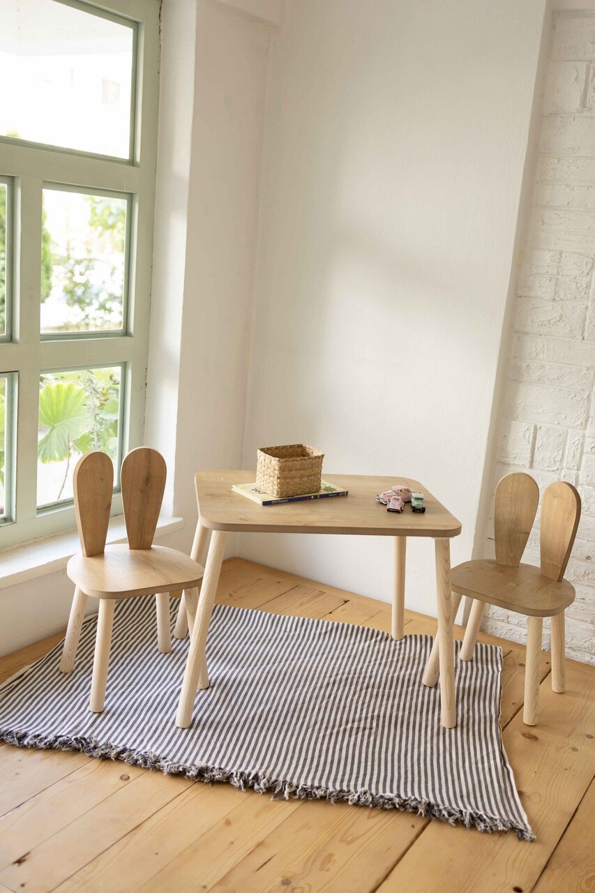 Set masa si scaun pentru copii, Hanah Home, Bunny Two Chair Set, Maro - imagine 5